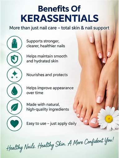 Supplied promotional artwork describing intended nail and surrounding-skin care benefits